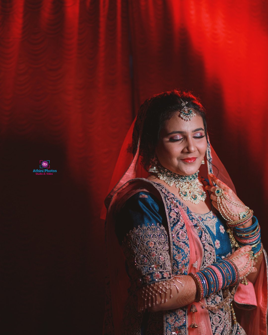 Traditional Indian attire worn by a Muslim wedding bride, looking elegant and stunning.