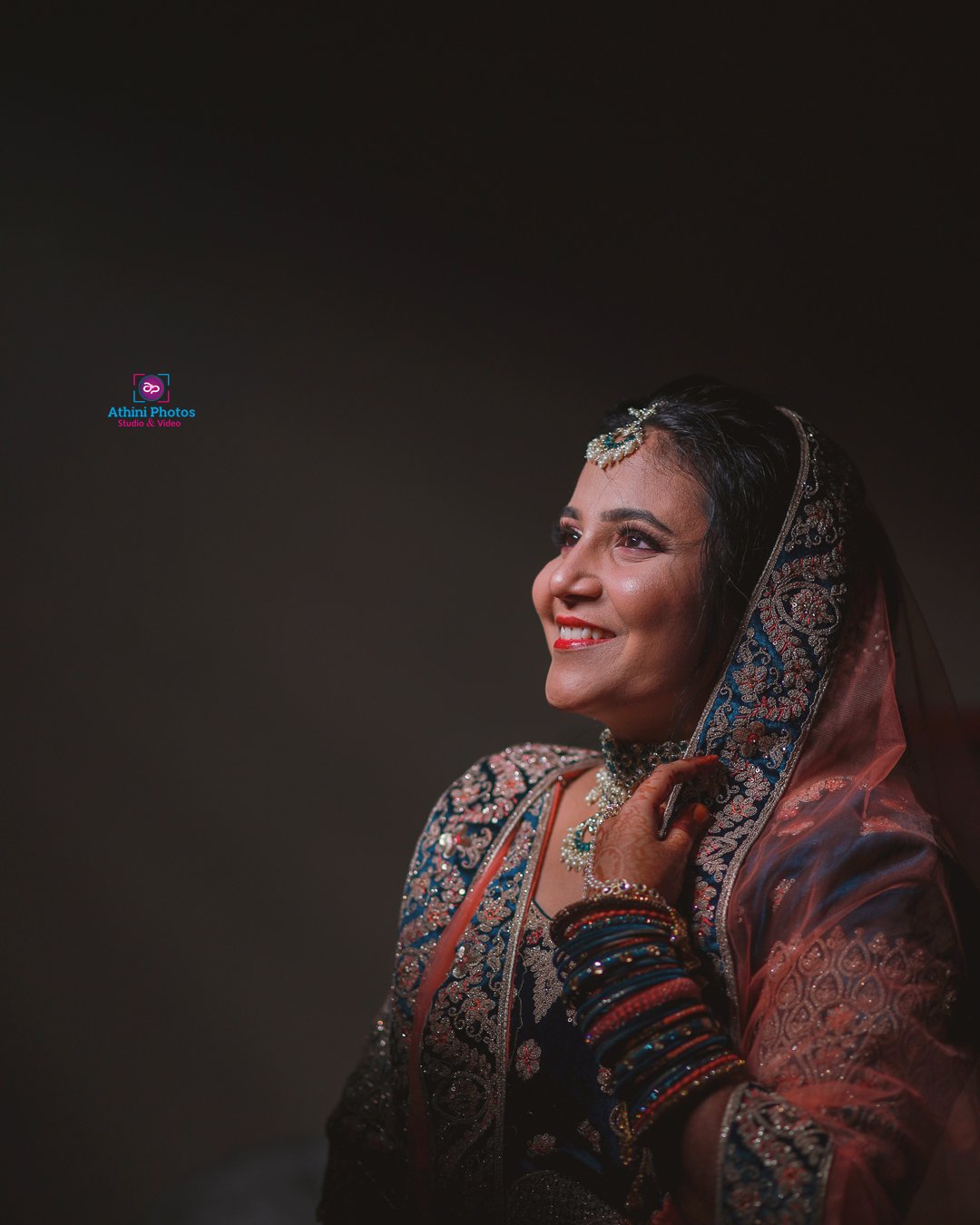 Stunning Muslim wedding bride dressed in traditional Indian attire.