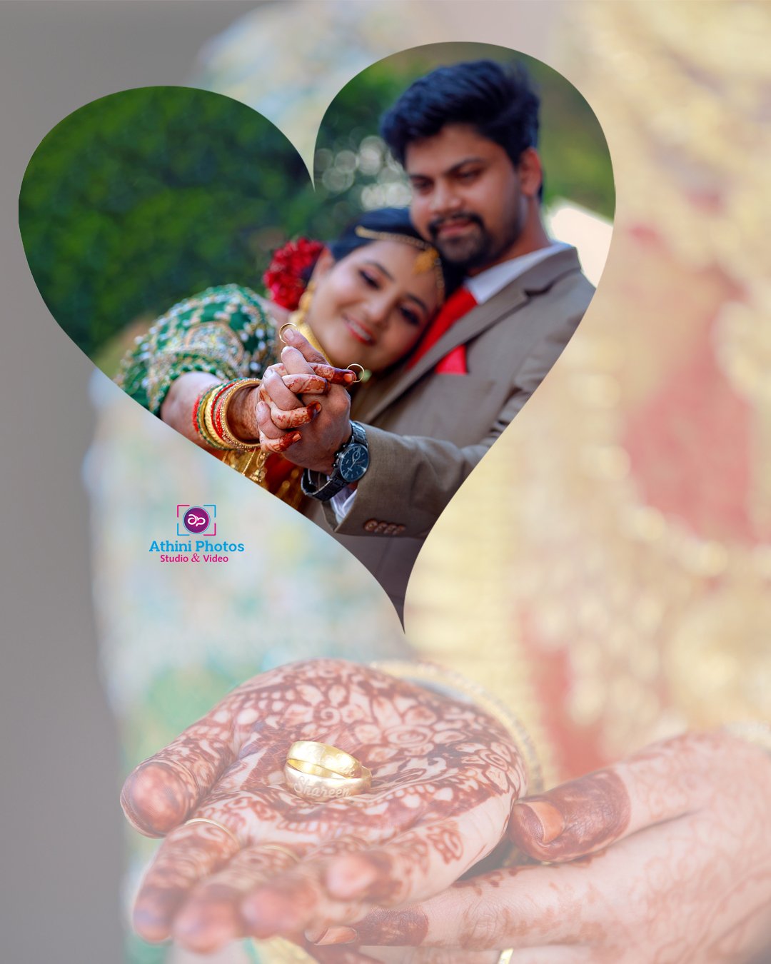 Wedding photo frame in India featuring a Muslim couple.