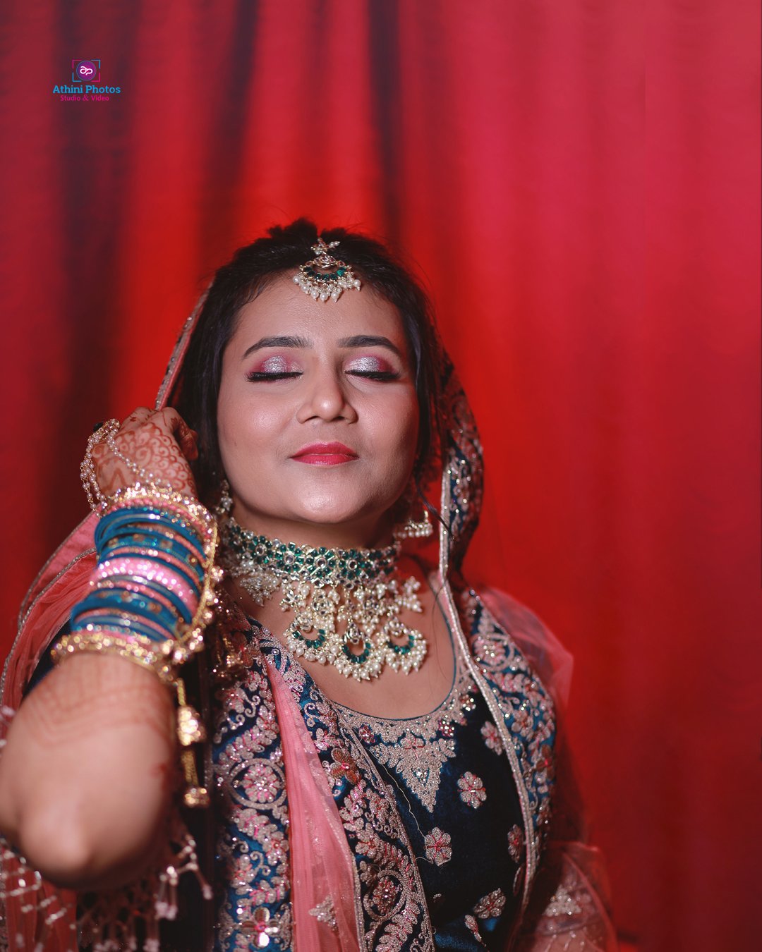A beautiful Indian Muslim bride in traditional attire.