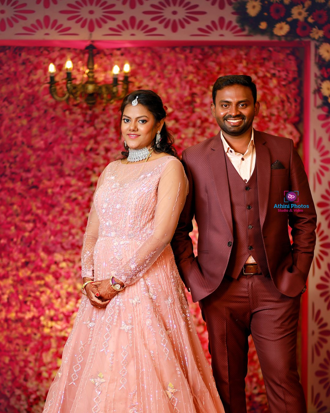 Wedding photographer in Hyderabad capturing a beautiful moment between the bride and groom.